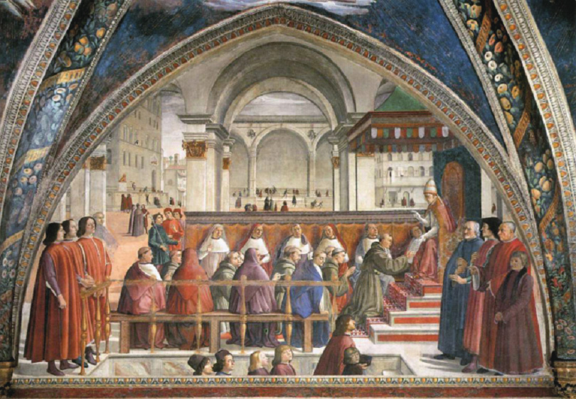 Domenico Ghirlandaio, The Confirmation of the Franciscan Rule, 1449, Santa Trinità, Florence.