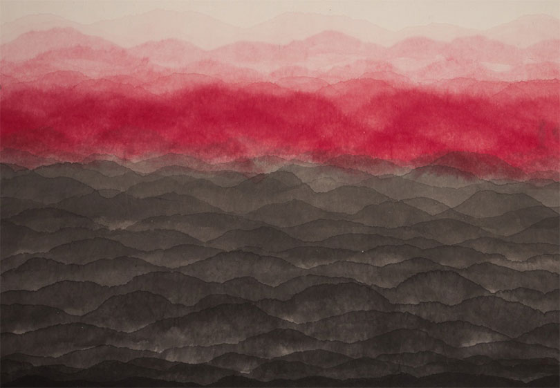 Minjung Kim, 〈Mountain〉, 2017. Ink and watercolor on mulberry Hanji paper, 133 x 187 cm. ©The artist ©Robilant+Voena Gallery