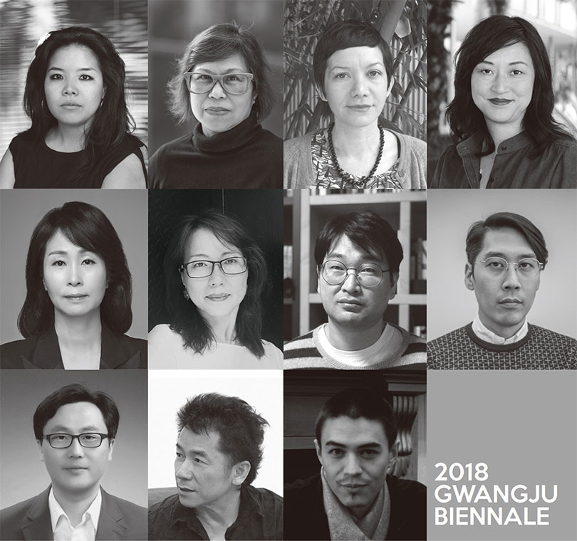 Clara Kim, Gridthiya Gaweewong, Rita Gonzalez, Christine Y. Kim, Yeon Shim Chung, Yeewan Koon, Man Seok Kim, Sung woo Kim, Chong-Ok Paek , B.G. Muhn, David Teh (from left to right). photoⒸGwangju Biennale