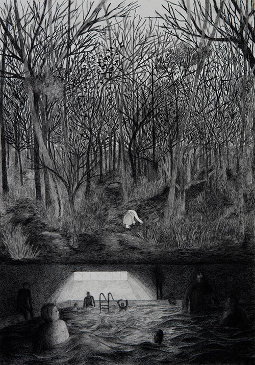 고등어, 〈엷은 밤〉, 2018. 종이에 연필 Ⓒ작가 Ⓒ서울대학교 미술관