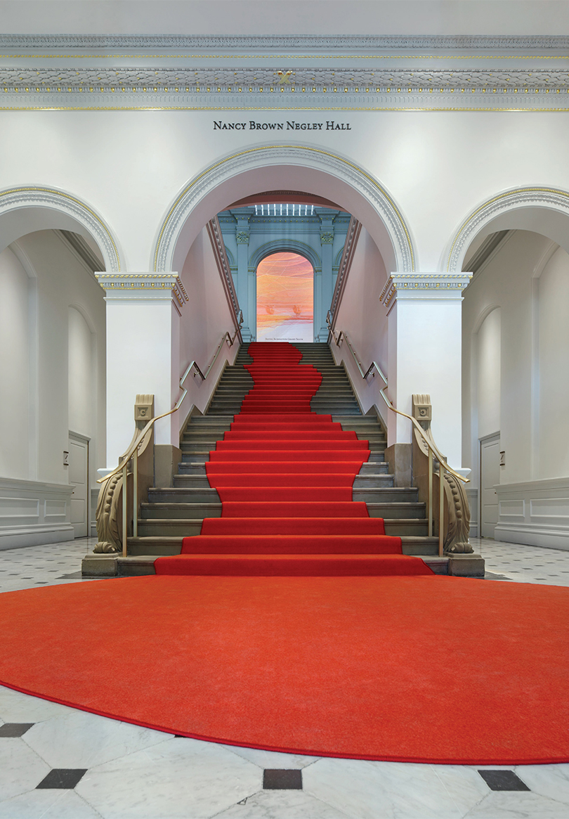 A rug by Odile Decq graces the stairs to the Nancy Brown Negley Hall at the renovated Renwick Gallery, Smithsonian American ArtMuseum Photo: Ron Blunt 