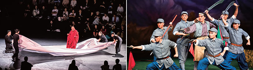 Left) Tsai Ming-liang The Monk from Tang Dynasty, 2015, ACT Right) China national peking opera company, Legend of  red renton, 2015