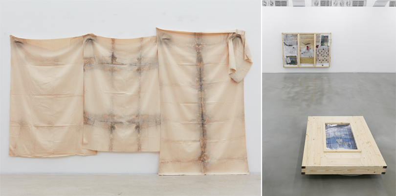 Left) Kim Yong-Ik, ‘Plane Object,’ 1977, airbrush on cloth, 200×370cm (approx.)<br />
	Right) Exhibition view of Kim Yong-Ik’s Solo Exhibition, “Closer... Come Closer...” at Ilmin Museum of Art. 