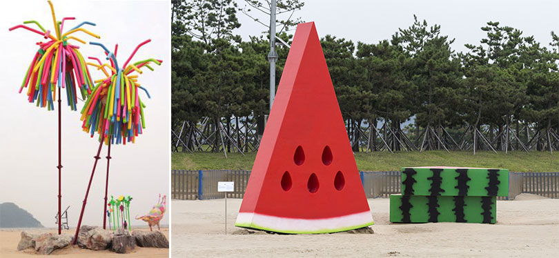 Left) PERBOS, Floride, 2017, Commission for the Sea Art Festival 2017 Right) DO YOUNG JUN, A slice of summer, 2017, Commission for the Sea Art Festival 2017