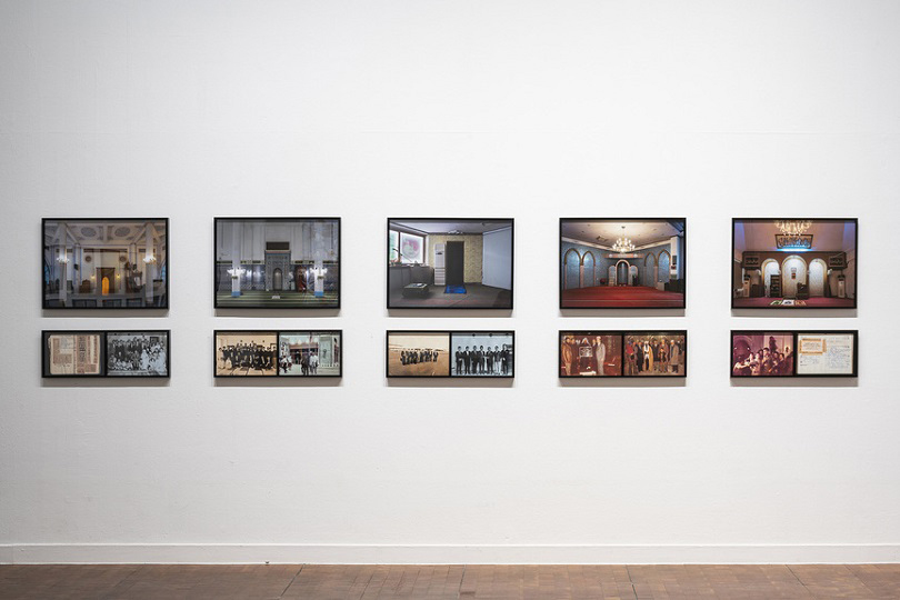 Installation view of CHE ONEJOON’s 〈History of Face〉, 2019, a series of 16 photographs in inkjet print, dimensions variable, at 《Gohyang: Home》, Seoul Museum of Art, 2019–20. Courtesy Seoul Museum of Art. 