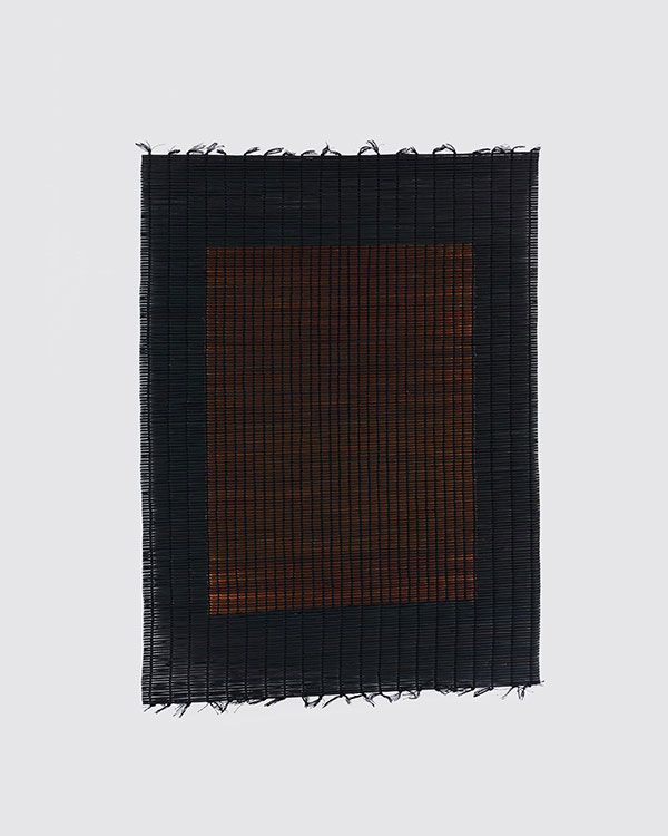 Suki Seokyeong Kang, Mat Black Mat 61×81 #18-03 (2018). Thread, woven dyed Hwamunseok. 63 × 84.5 cm. Courtesy the artist. Photo: Kyoungtae Kim.