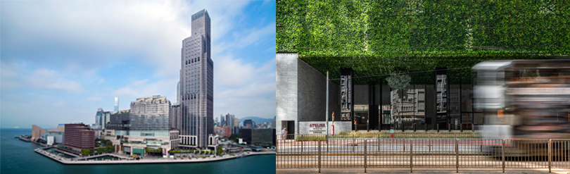 Left Victoria Dockside including K11 MUSEA, K11 Artus, K11 Atelier and Rosewood Hong Kong, and Avenue of Stars Right King's Road Main Entrance 1. All Images provided by K11