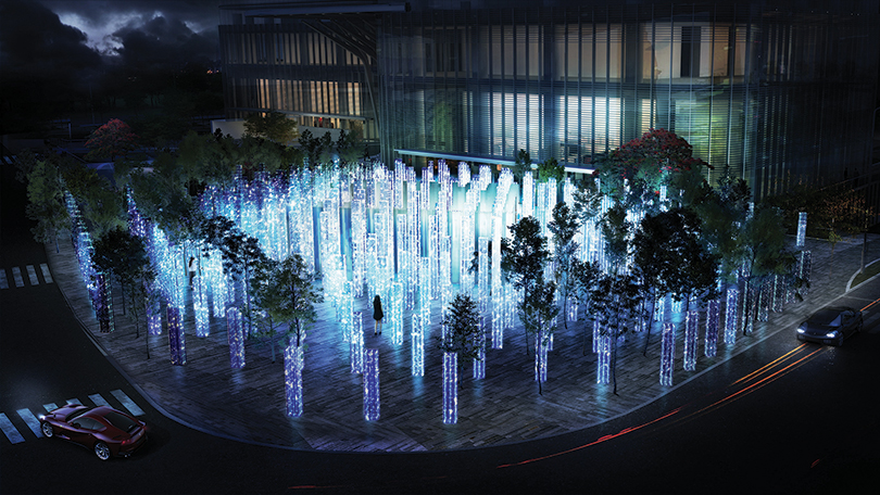 teamLab, Crystal Forest, 2021, Interactive Installation of Light Sculpture, LED, Endless ⓒ teamLab