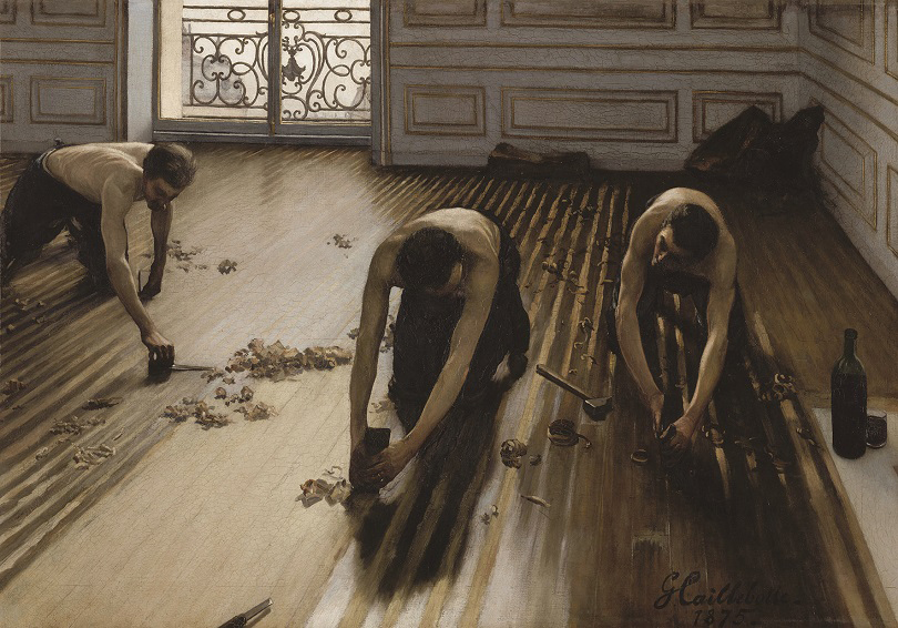 구스타브 카유보트(Gustave Caillebotte) 〈대패질하는 사람들(Raboteurs de parquet)〉 1875 Huile sur toile 102×146cm Paris, Musée d'Orsay © RMN - Grand Palais (Musée d’Orsay) / Hervé Lewandowsk. 사진제공 퍼블릭아트