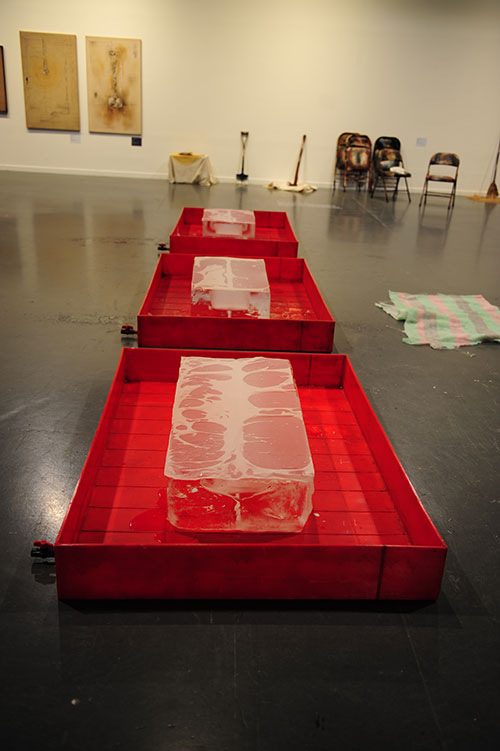 김구림, 현상에서 흔적으로(From Phenomenon to Traces), 1969. Plastic Box, Ice, Transparent Paper, 480.0×110.0×80.0cm.