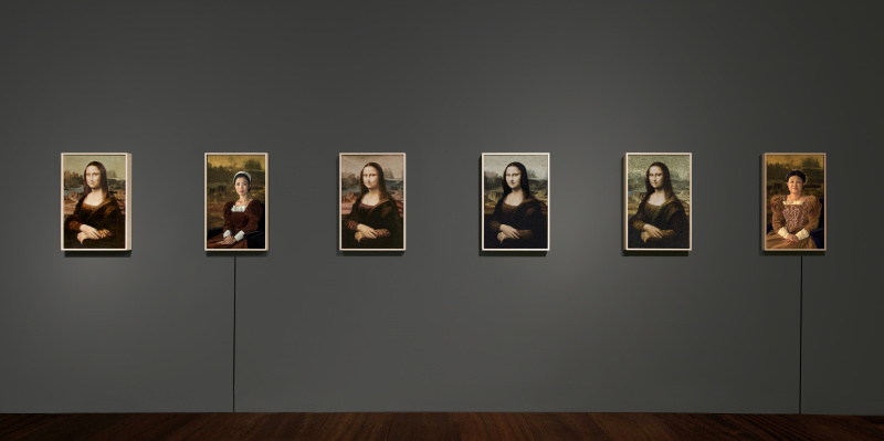 Installation view of Kyungah Ham Mona Lisa and the Others from the North